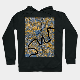 Brisbane Map Pattern in Blue & Gold Hoodie